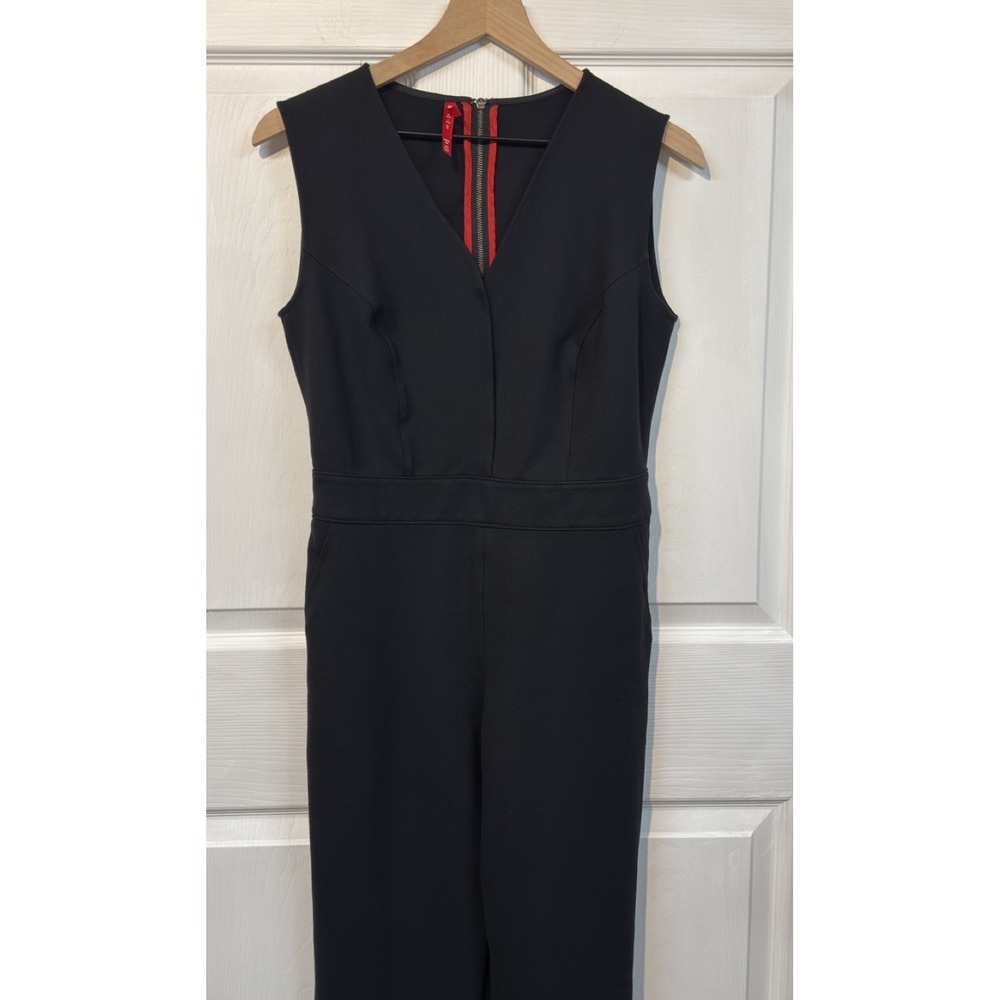 Spanx The Perfect Sleeveless Jumpsuit Black Flared Leg Women's Size M Regular - Picture 2 of 15